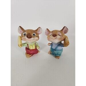 HOMCO Vintage Harvest Country Mouse Figurines - Set of 2/PAIR  #5601 TAIWAN